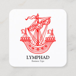 Carte De Visite Carré Lymphad (navire héraldique) - Rouge sur noir