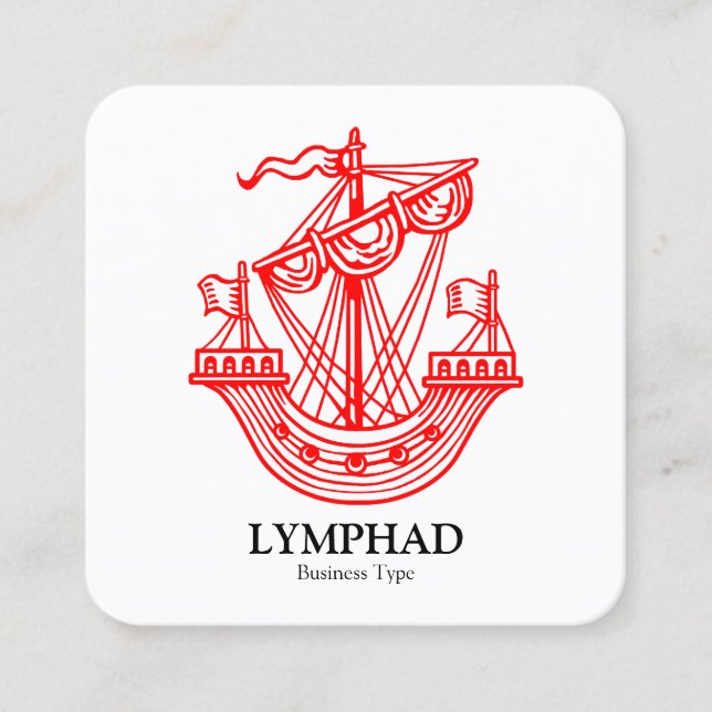Carte De Visite Carré Lymphad (navire héraldique) - Rouge sur noir (Devant)