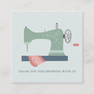 CARTE DE VISITE CARRÉ MACHINE À VOILE VERTE AQUA SHOPPING MERCI