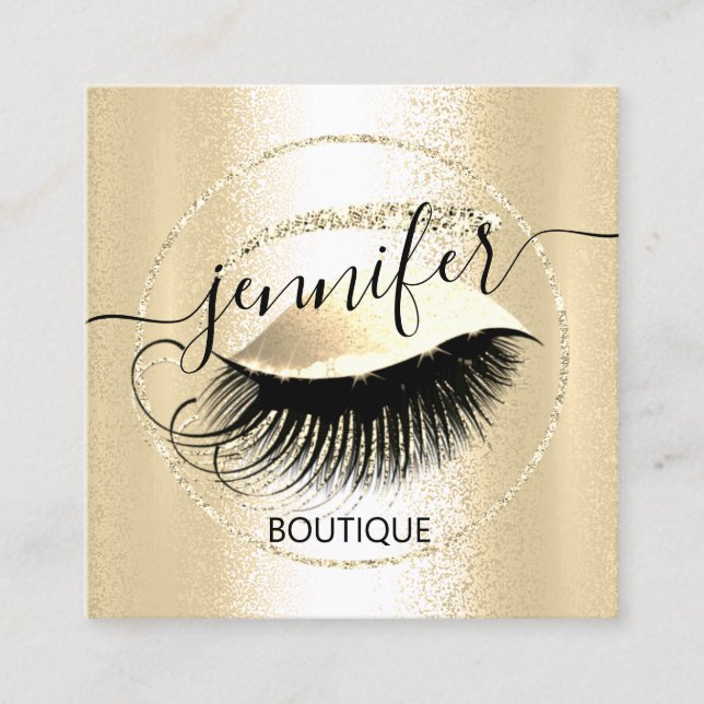 Carte De Visite Carré Magasin de maquillage professionnel QR Code Glam G (Devant)