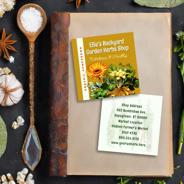 Carte De Visite Carré Magasin d'herbes à deux côtés (Créateur téléchargé)