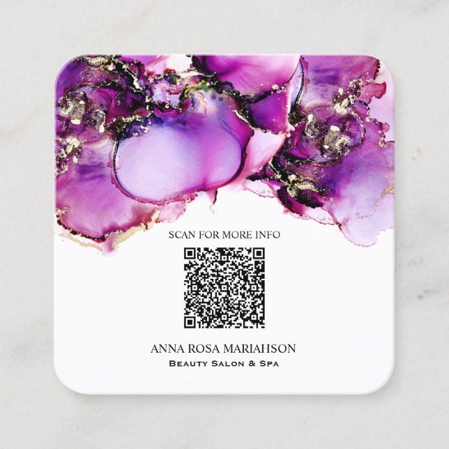 Carte De Visite Carré *~* Magenta QR CODE Yummy Gold Gilded AP29  (Devant)