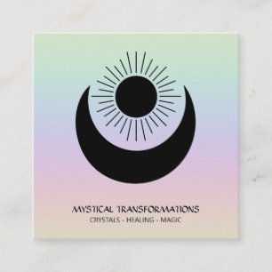 Carte De Visite Carré *~* Magic Moon Sun Alchemy Cosmic Universe Rainbow
