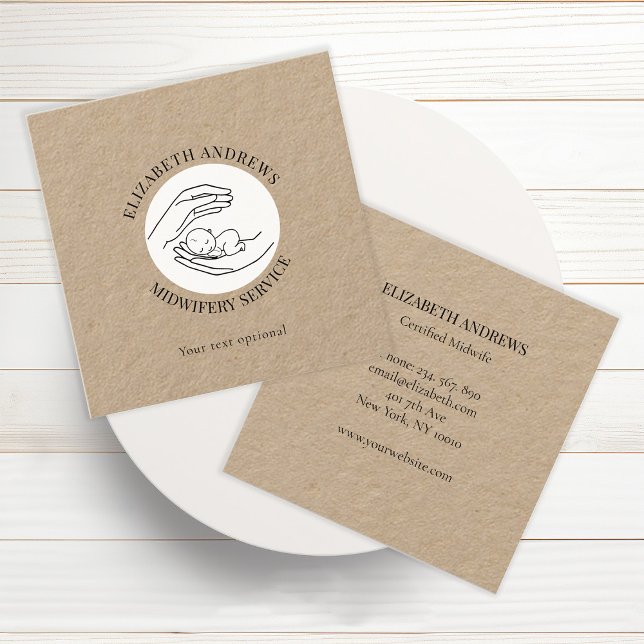 Carte De Visite Carré Mains tenant un bébé simple-moderne (Créateur téléchargé)