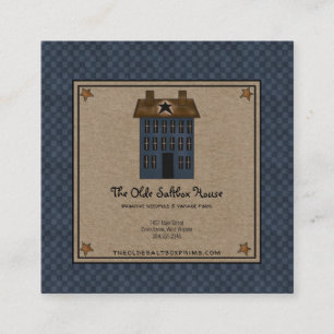 Carte De Visite Carré Maison de Saltbox de Campagne Primitive Étoiles ro