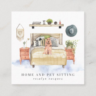 Carte De Visite Carré Maison du cocker et séance d'animal familier