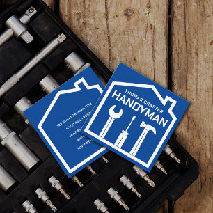 Carte De Visite Carré Maison et outils style manuel