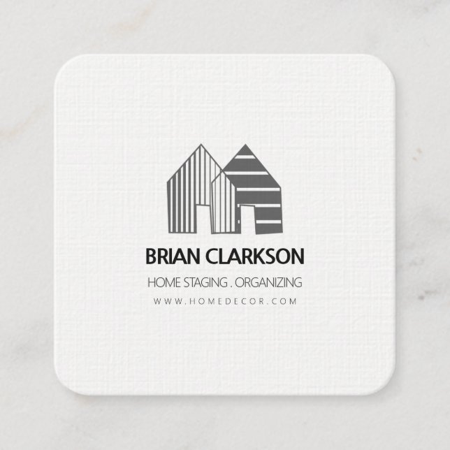 Carte De Visite Carré Maisons Construction Nettoyage Immobilier (Devant)