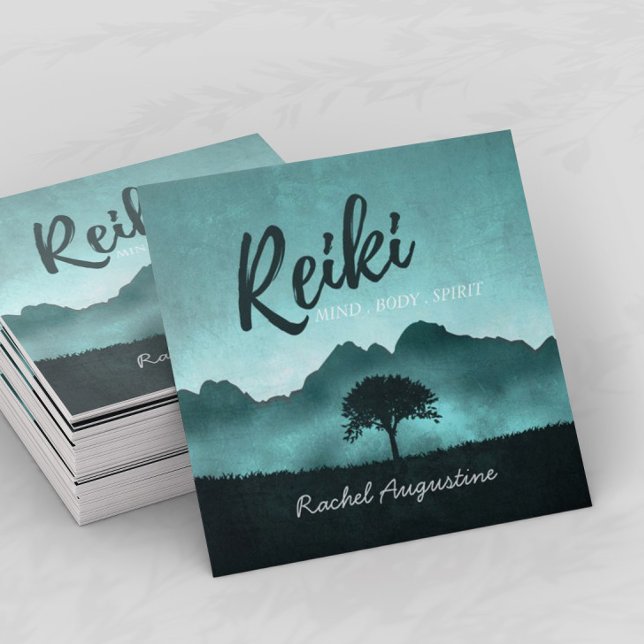 Carte De Visite Carré Maître de Reiki naturel et instructeur de médiatio (Créateur téléchargé)