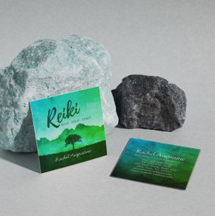 Carte De Visite Carré Maître Reiki Naturel Professeur de Yoga Méditation