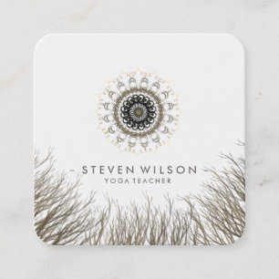 Carte De Visite Carré Mandala Damask Yoga Holistic Méditation Massage