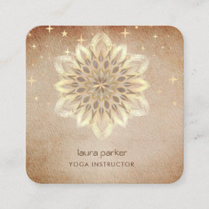 Carte De Visite Carré Mandala Elegant Massage Thérapie Lotus Yoga Enseig