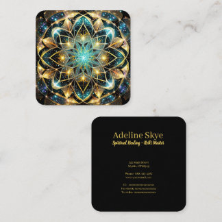 Carte De Visite Carré maquette de mandala mystique en couleurs vives