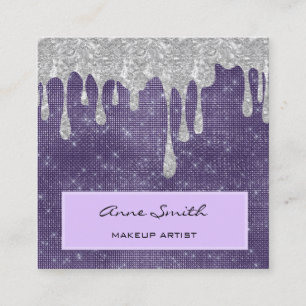 Carte De Visite Carré Maquillage Artiste Améthyste Parties scintillant A