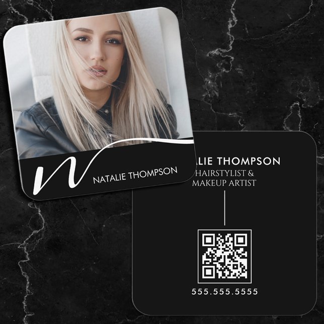 Carte De Visite Carré Maquillage Artiste Coiffeur Nail Tech Beauté Salon (Créateur téléchargé)