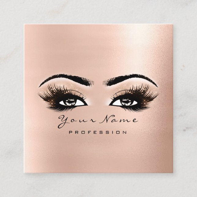Carte De Visite Carré Maquillage Artiste Eyebrow Eye Lashes Rose Carré r (Devant)