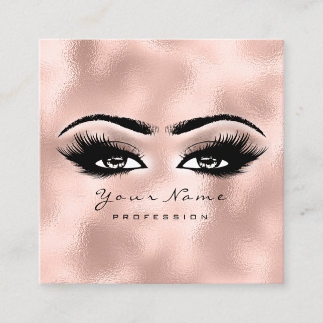 Carte De Visite Carré Maquillage Artiste Eyebrow Eye Lashes Rose Gold Ca (Devant)