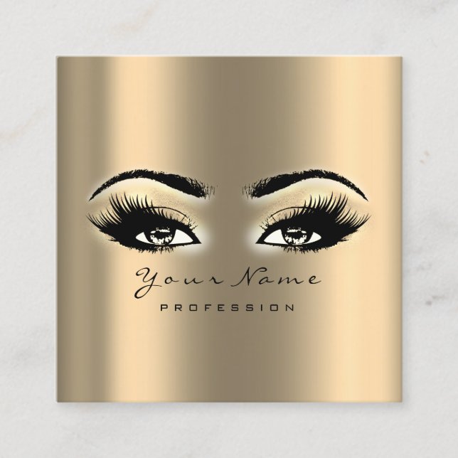Carte De Visite Carré Maquillage Artiste Eyebrow Eye Lashes Sepia Gold C (Devant)