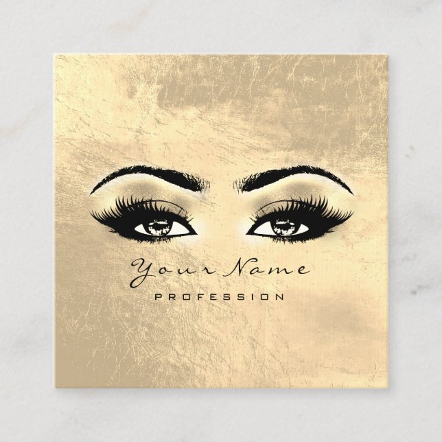 Carte De Visite Carré Maquillage Artiste Eyebrow Eyes Lashes Gold Carré (Devant)