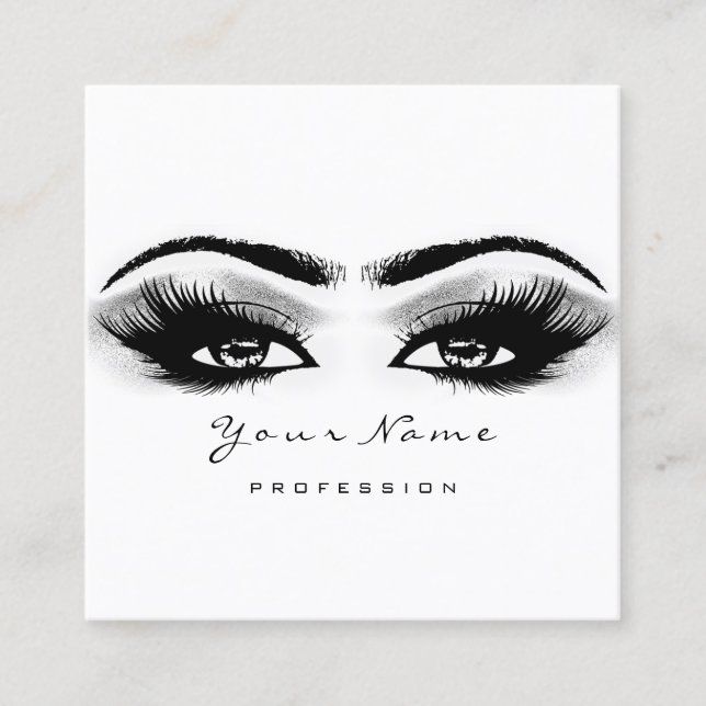 Carte De Visite Carré Maquillage Artiste Eyebrow Grey Lashes Carré blanc (Devant)