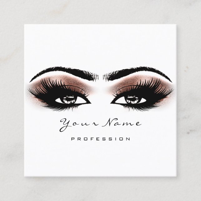 Carte De Visite Carré Maquillage Artiste Eyebrow Rose Lashes Carré blanc (Devant)