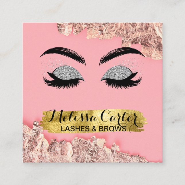 Carte De Visite Carré Maquillage Artiste Eyelash Extensions Lashes Brows (Devant)