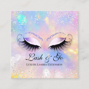 Carte De Visite Carré Maquillage Artiste Eyelashes Brosses Holographe Ar