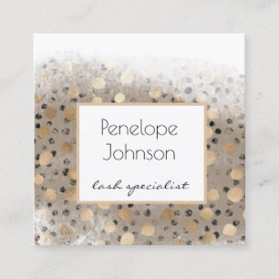 Carte De Visite Carré Maquillage Artiste Gold Pois Glam