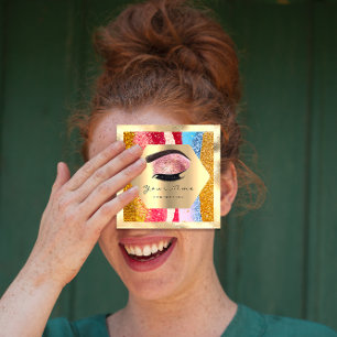 Carte De Visite Carré Maquillage Artiste Logo Strokes Eyelash Extension 