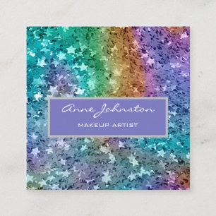 Carte De Visite Carré Maquillage Artiste Rainbow Star Parties scintillan