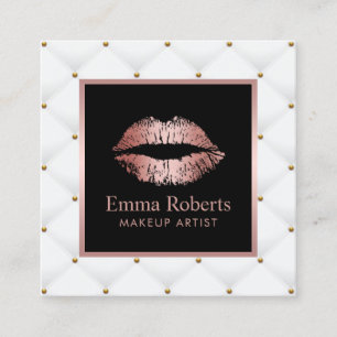 Carte De Visite Carré Maquillage Artiste Rose Gold Lips Luxe Beauté Salo