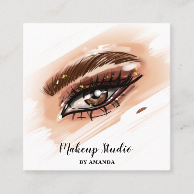 Carte De Visite Carré Maquillage Artiste Yeux Brown Lashes (Devant)