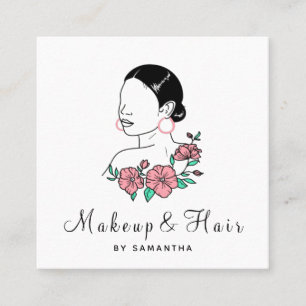 Carte De Visite Carré Maquillage & Cheveux Jolie Latina Femme Florale La