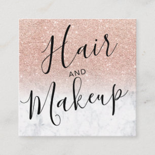 Carte De Visite Carré maquillage de cheveux rose or parties scintillant