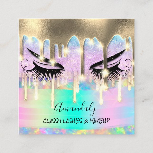 Carte De Visite Carré Maquillage Eyelash Microblade Drivers Logo Purple  (Devant)