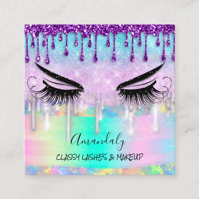 Carte De Visite Carré Maquillage Eyelash Microblade Nails Studio Purple  (Devant)
