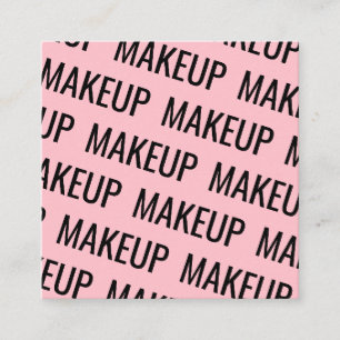 Carte De Visite Carré Maquillage motif de texte extensible rose moderne