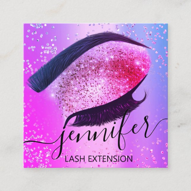 Carte De Visite Carré Maquillage professionnel Eyelash Extension rose ch (Devant)
