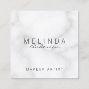 Carte De Visite Carré Marbre blanc élégant professionnel