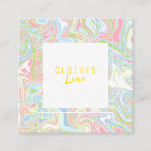 Carte De Visite Carré Marbre coloré arc-en-ciel QR Code Liquid Boho Mode