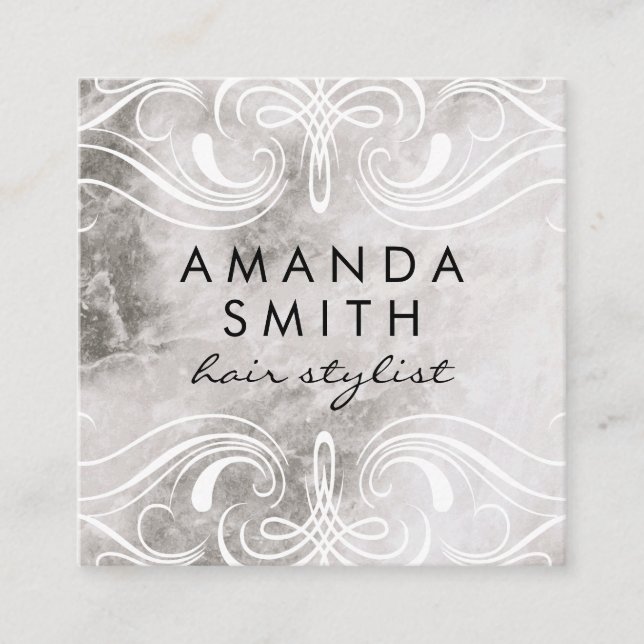 Carte De Visite Carré Marbre d'éléments soignés (Devant)