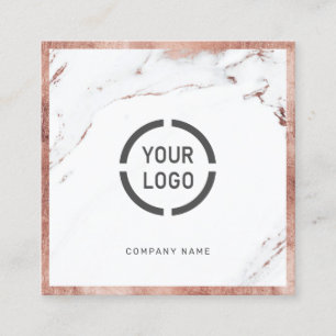 Carte De Visite Carré Marbre d'or rose sur mesure logo de la société p