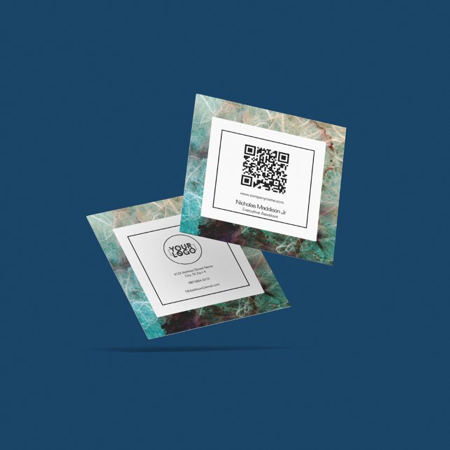 Carte De Visite Carré Marbre élégant Abstrait Moderne Grunge (Créateur téléchargé)