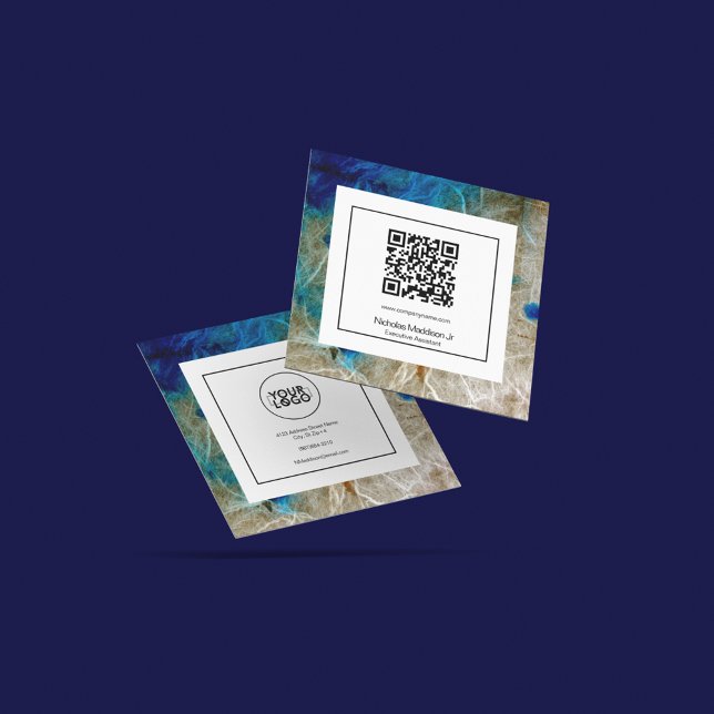 Carte De Visite Carré Marbre élégant Abstrait Moderne Grunge Turquoise (Créateur téléchargé)