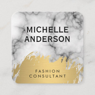 Carte De Visite Carré Marbre Faux Gold brossé