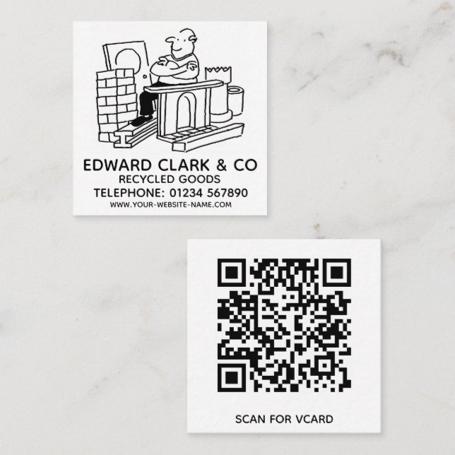 Carte De Visite Carré Marchandises Recyclées (Devant / Derrière)