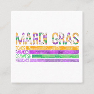 Carte De Visite Carré Mardi Gras Perles Parades Crawfish King Cake