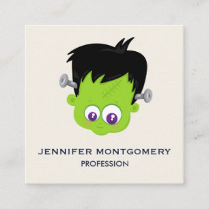 Carte De Visite Carré Mare Green Frankenstein Monster face Halloween