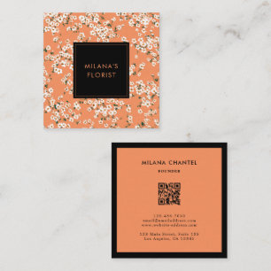 Carte De Visite Carré Marguerite orange Fleuriste Fleur Moderne Tendance