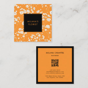 Carte De Visite Carré Marguerite Orange Fleuriste Fleur Moderne Tendance